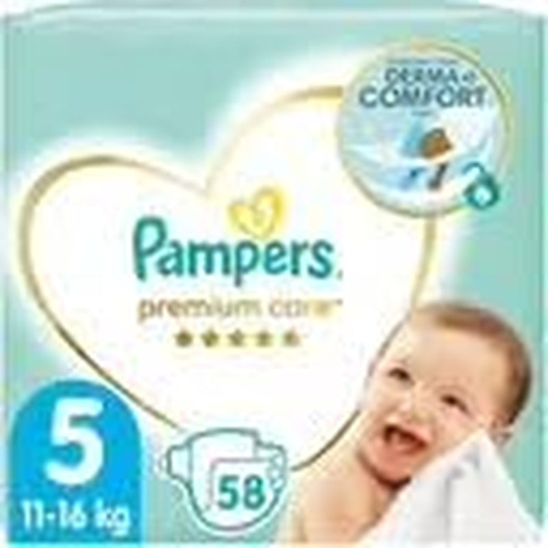 Pampers Windeln Größe 5 (11-16 kg), Premium-Pflegewindeln, 58 Stück, optimaler Komfort und Schutz für empfindliche Haut von Pampers