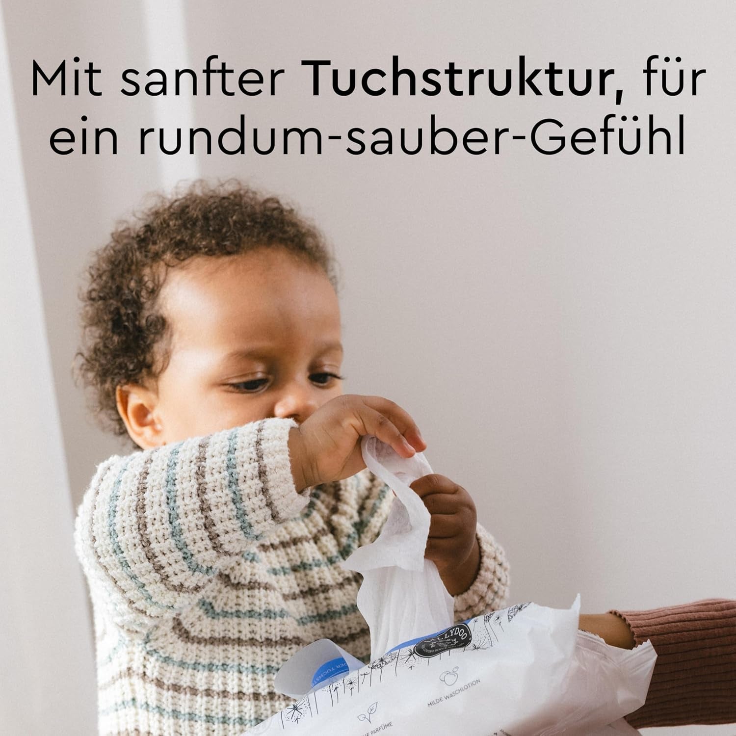 LILLYDOO Feuchttücher, 50 Stück, 100 % plastikfrei, extragroß, geruchsneutral
