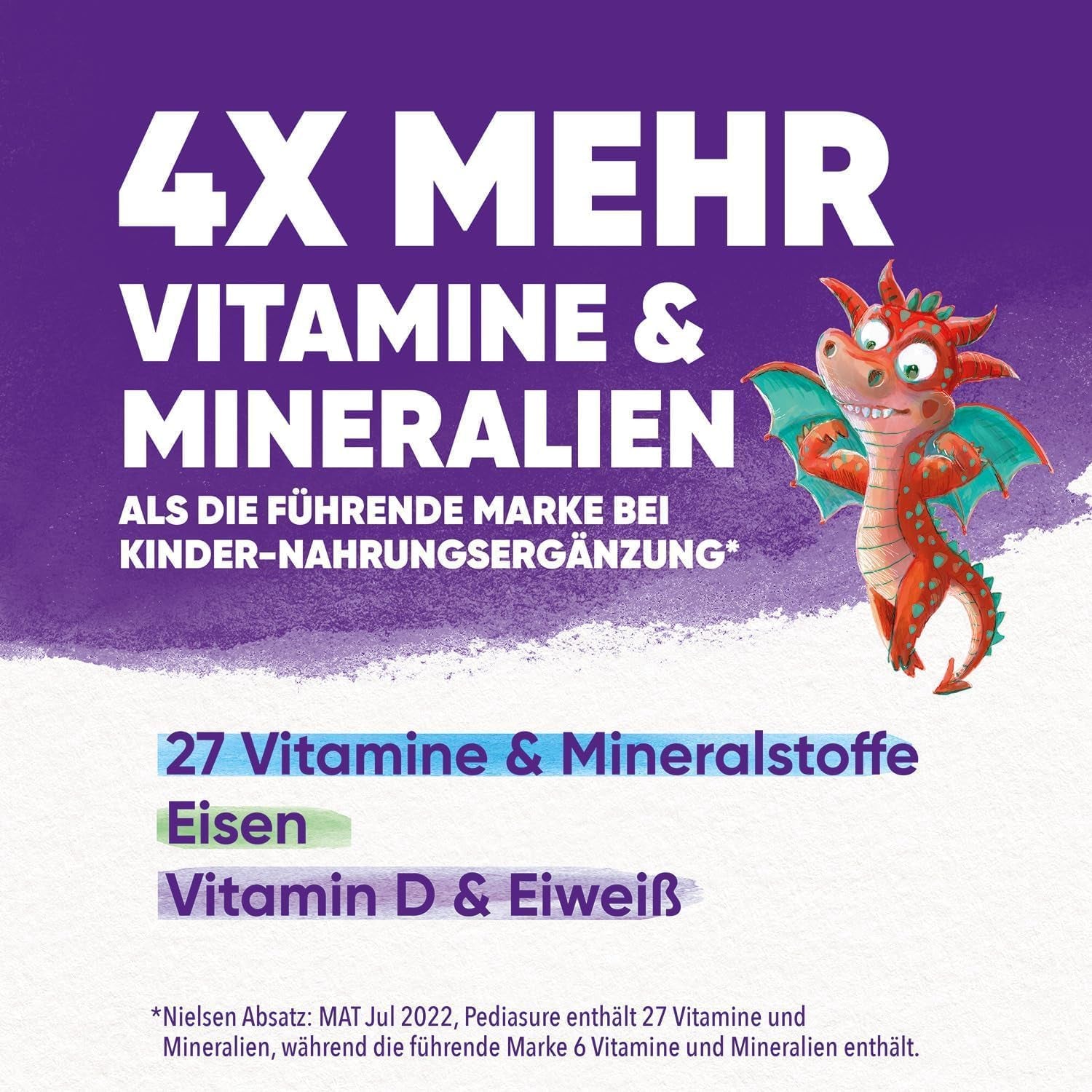 Pediasure Kids Dragon Power Schokolade 400g | Leckerer Shake als Nahrungsergänzung für Kinder ab 1 Jahr | Mit 27 Vitaminen und Mineralstoffen, Protein und Triplesure-Komplex | Die Verpackung kann variieren