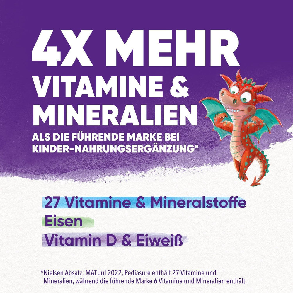 Pediasure Kids Dragon Power Schokolade 400g | Leckerer Shake als Nahrungsergänzung für Kinder ab 1 Jahr | Mit 27 Vitaminen und Mineralstoffen, Protein und Triplesure-Komplex | Die Verpackung kann variieren
