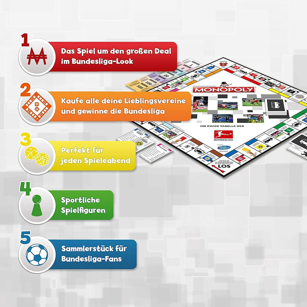 Winning Moves Monopoly Bundesliga Edition – Monopoly-Fanspiel – Familien-Strategiespiele Bundesliga Edition – 2+ Spieler ab 8 Jahren – Deutsch