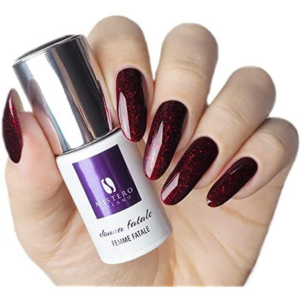 Mistero Milano UV-Glitzer-Nagellack – LED-Nagellack – Glitzer-Hybrid – volle Deckkraft – 7 ml. Into the Dark Night