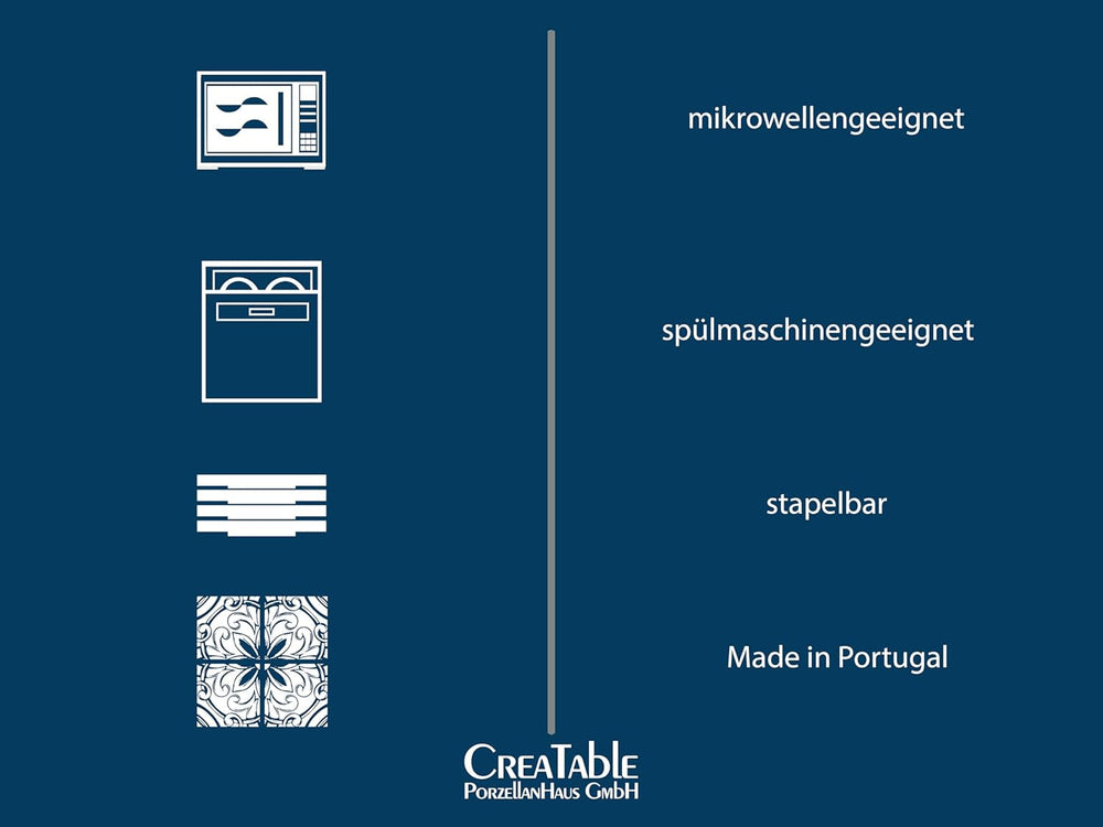 CreaTable, 22139, seria PIETRA, set de veselă din 4 piese pentru 4 persoane, set de farfurii din gresie, potrivit pentru mașina de spălat vase și cuptorul cu microunde, fabricat în Europa