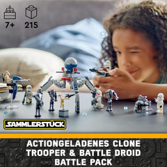 LEGO Star Wars 75372 Clone Trooper & Battle Droid Battle Pack, inkl. 4 Minifiguren, 5 Droiden und Speeder-Motorrad mit Shooter – Konstruktionsspielzeug für Jungen und Mädchen ab 7 Jahren. Bausätze Besuchen Sie den LEGO-Store