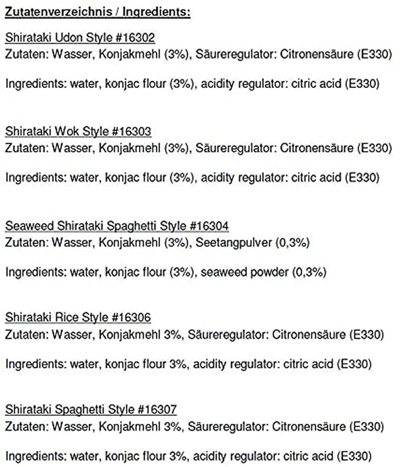 Miyata Shirataki Gemischte Box mit 5 verschiedenen Sorten, Konjakmehlnudeln, 5 Packungen (5 x 270 g)