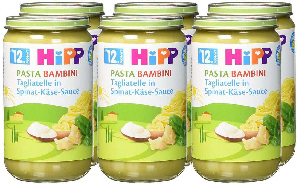 Hipp Pasta Bambini - Tagliatelle in Spinat-Käse-Sauce, 6er-Pack (6 x 250 Gramm) Mutter und Kind Naty Shop