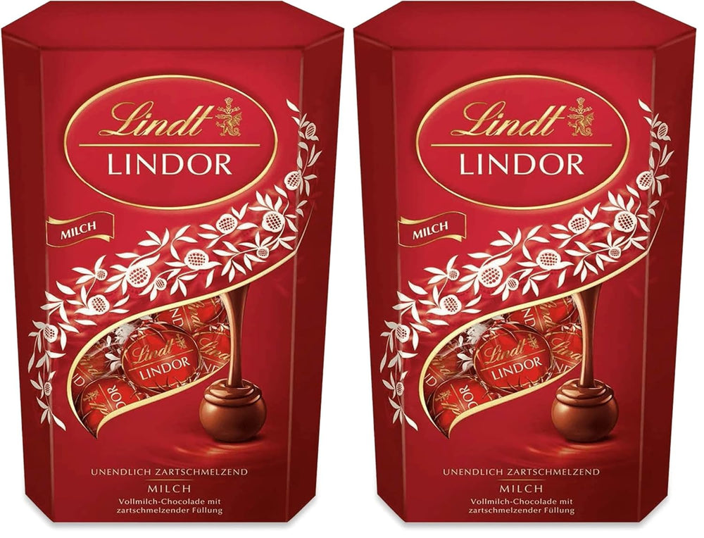Lindt-Schokolade | Milchschokoladentüte LINDOR | 500g | 38 Milchschokoladenkugeln mit zartschmelzender Füllung | Schokoladengeschenk