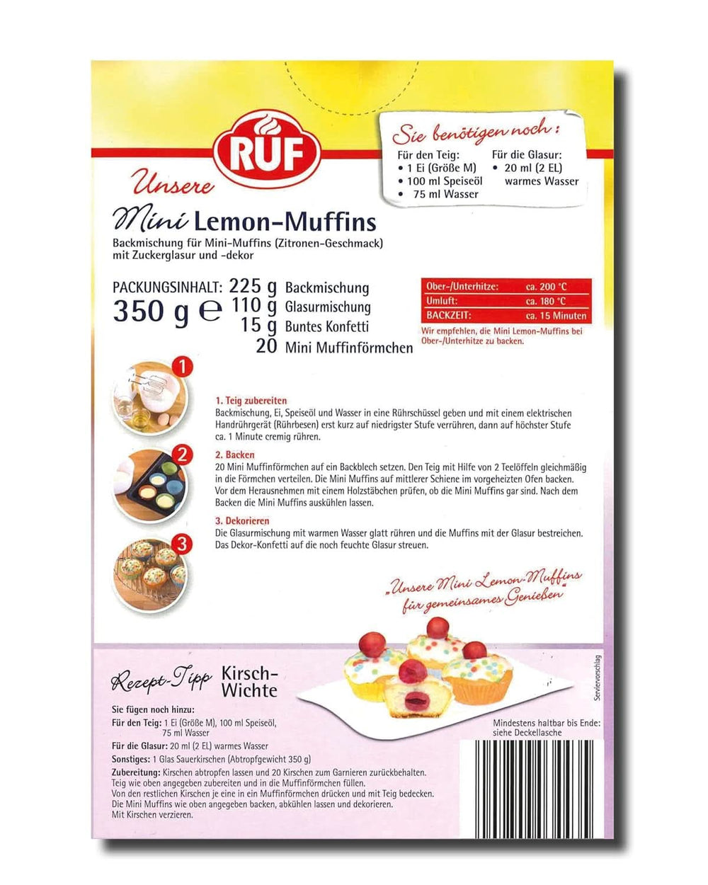 RUF Mini-Muffins mit Zitrone, Backmischung mit Zitronengeschmack, 350 Gramm Kitchen Naty Shop