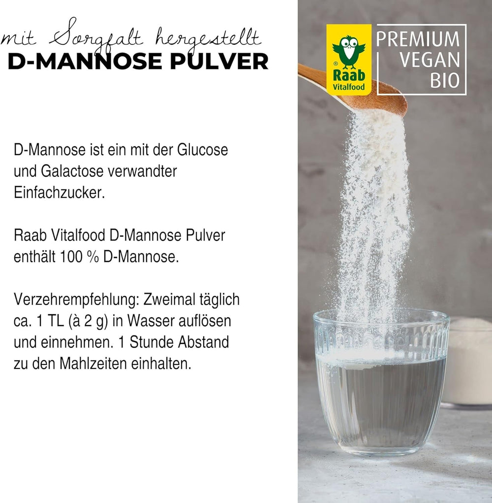 Raab Vitalfood® D-Mannose Powder (220 G) - Frei Von Zusätzen, Vegan, Glutenfrei, Gut Löslich, Mit Meßlöffel in Der Dose, Vorratspackung, 100% D-Mannose (Gewonnen Aus Mais) Sweeteners Naty Shop