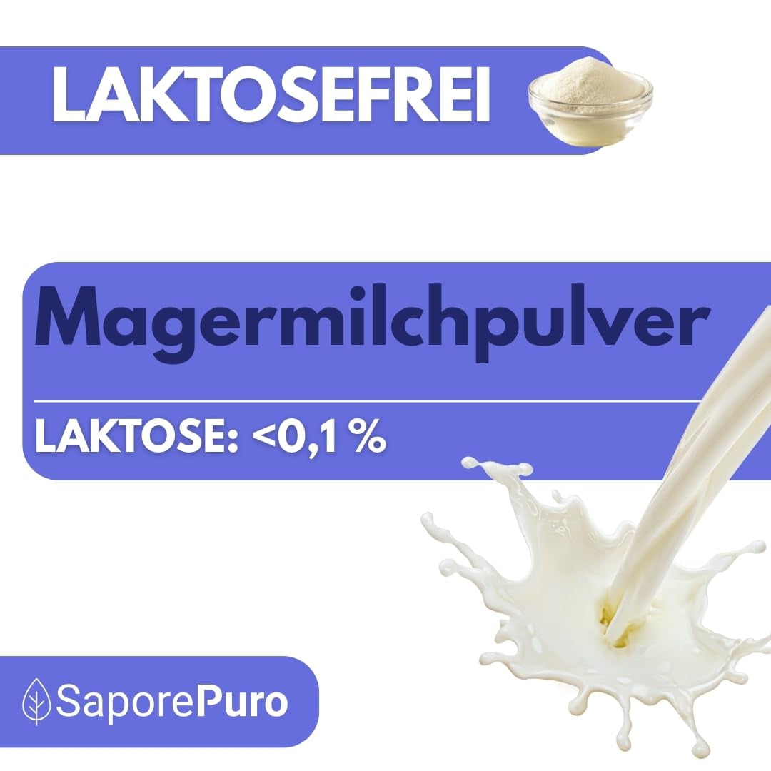 Laktosefreies Magermilchpulver 1 kg | Hohe Löslichkeit | Ideal für Backwaren, Brot und Lebensmittel. Professioneller und industrieller Einsatz. Laktosefrei, Glutenfrei