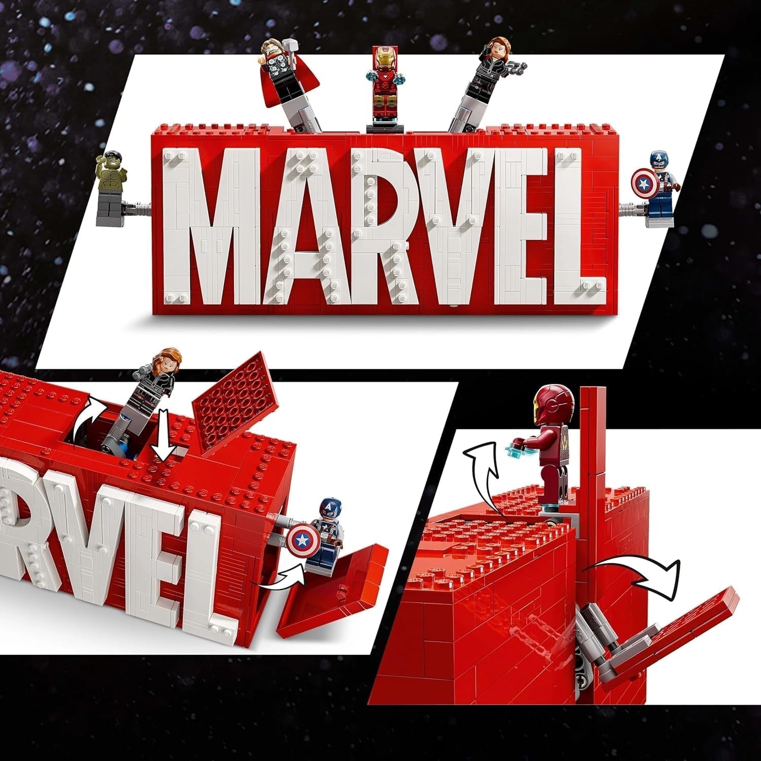 LEGO Marvel: Marvel-Logo und Minifiguren – Hulk-, Thor-, Iron Man-, Black Widow- und Captain America-Sammelset – Avengers-Figurenbauset – Geschenk für Jungen und Mädchen ab 12 Jahren 76313 Bausets Beuche den LEGO-Store