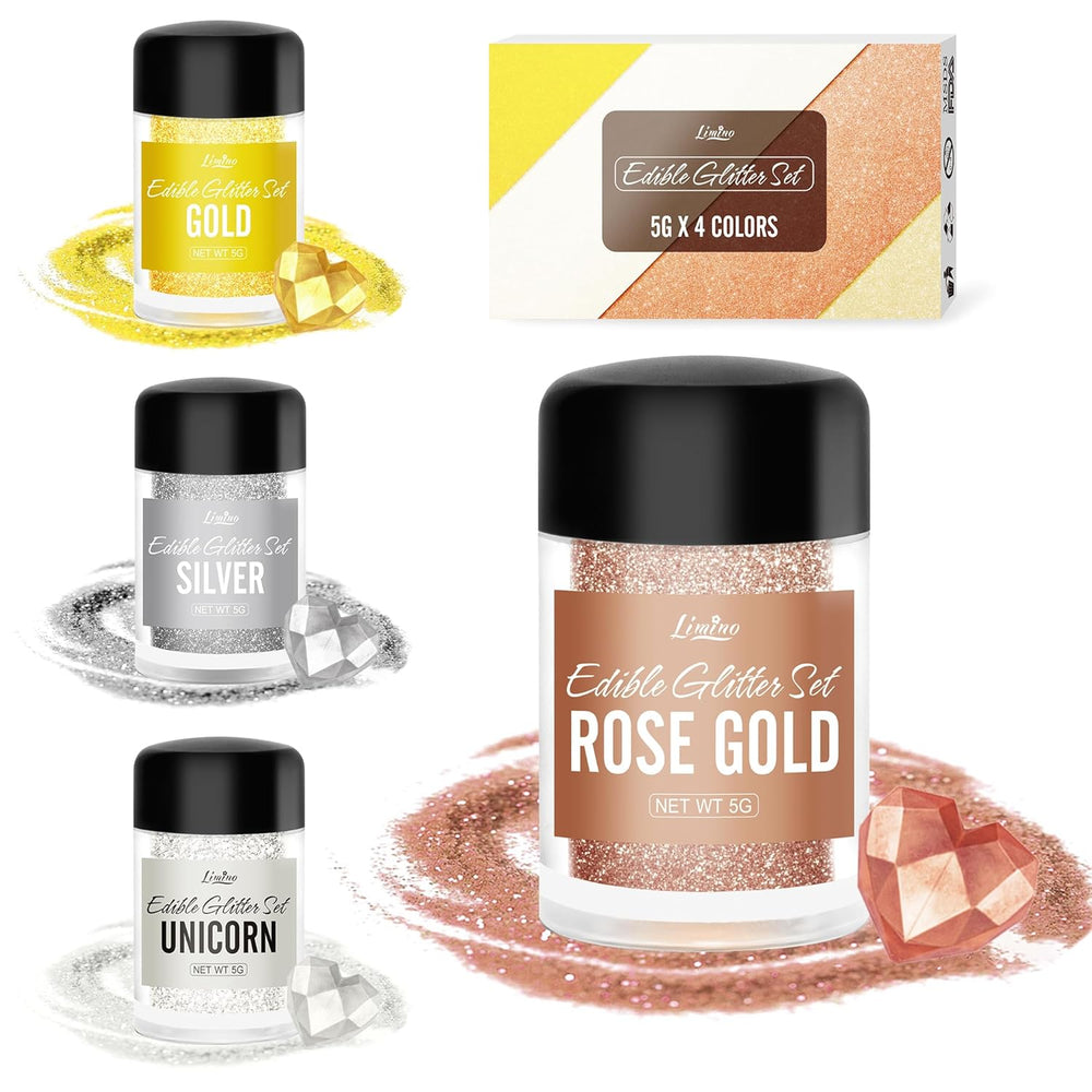 Schimmernder Glitzerstaub, essbarer Glitzer, 30 Gramm Naty Shop 4 Farben x 5 Gramm