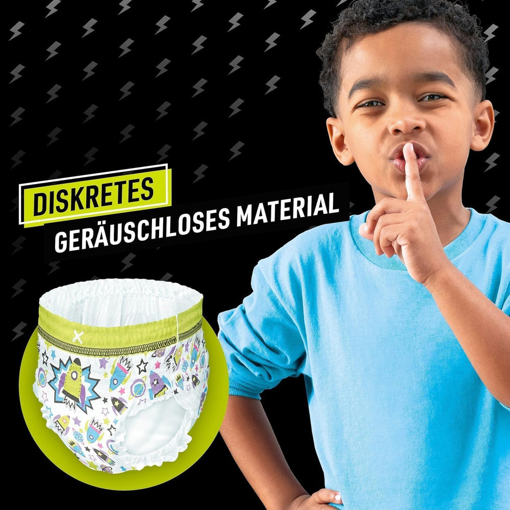 Raumschiff-Pyjamahosen, 10er-Pack saugfähige Nachthosen, 7 Jahre, 17 kg–30 kg, Auslaufschutz für die ganze Nacht
