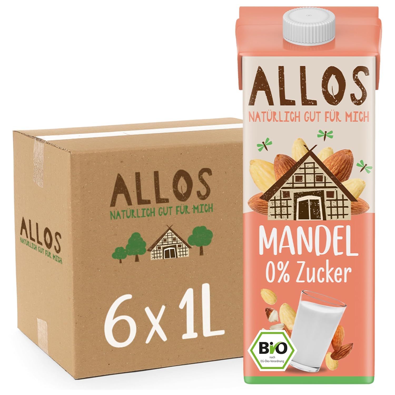 Allos Mandeldrink Zuckerfrei Mandel Natur Vegan Laktose 1L