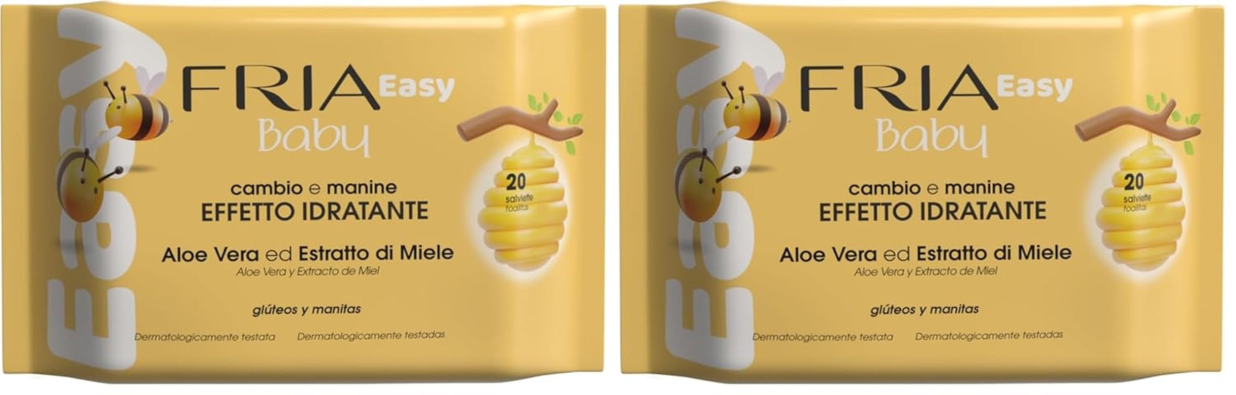 Easy Baby Feuchttücher mit Aloe Vera und Honigextrakt, feuchtigkeitsspendend für die Haut, dermatologisch getestet, Packung mit 20 Tüchern