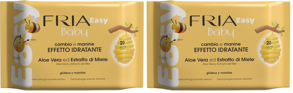 Easy Baby Feuchttücher mit Aloe Vera und Honigextrakt, feuchtigkeitsspendend für die Haut, dermatologisch getestet, Packung mit 20 Tüchern