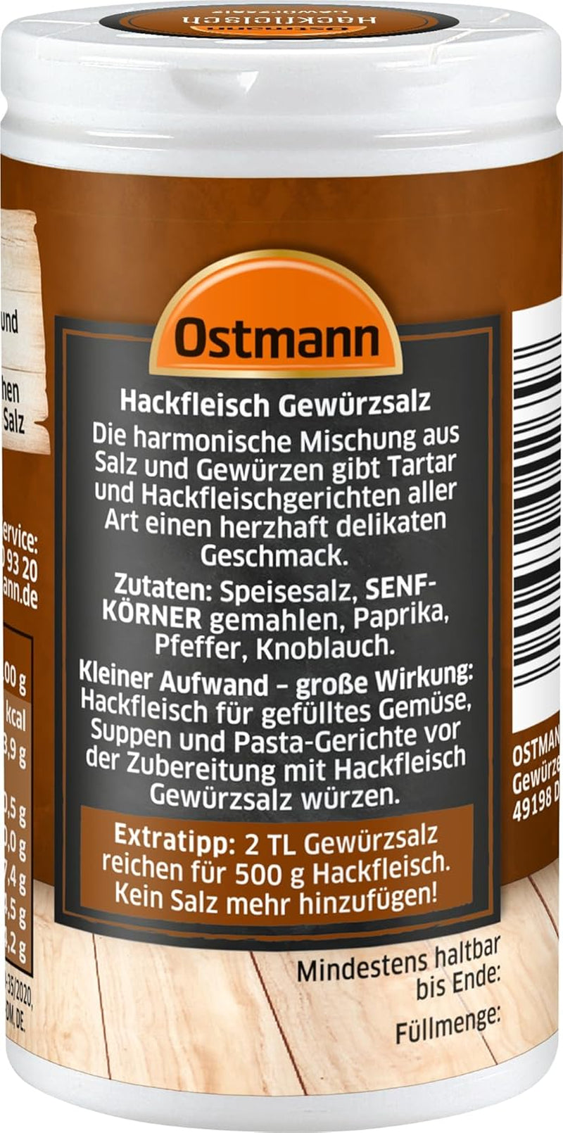 Ostmann Gewürze - Hackfleisch Gewürzsalz | Gewürze für Hackfleisch, Buletten oder Cevapcici | 60 g in Streudose