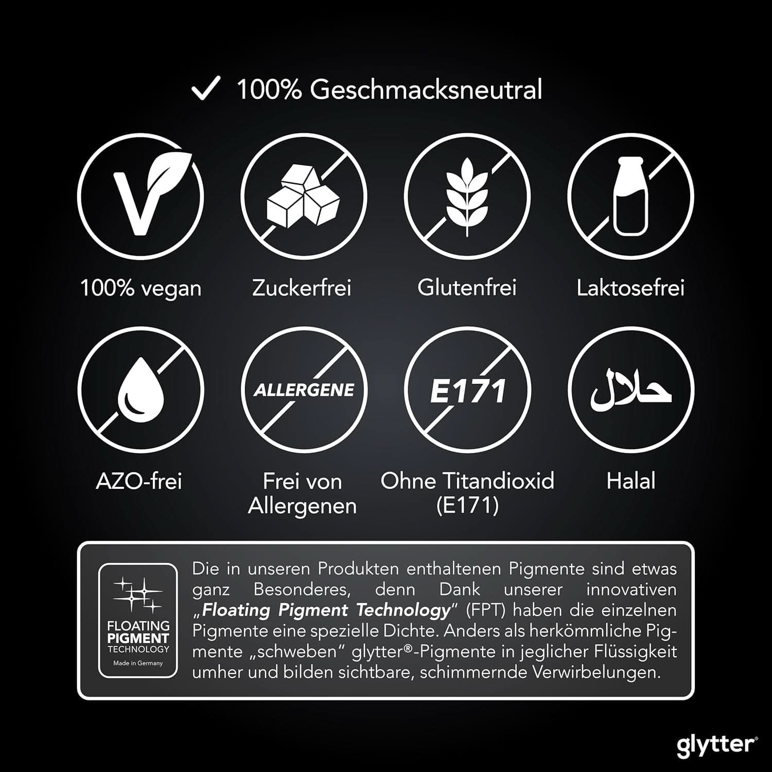 Glytter, essbarer Glitzer für Getränke und Flüssigkeiten, 10 Gramm Glitzer Naty Shop