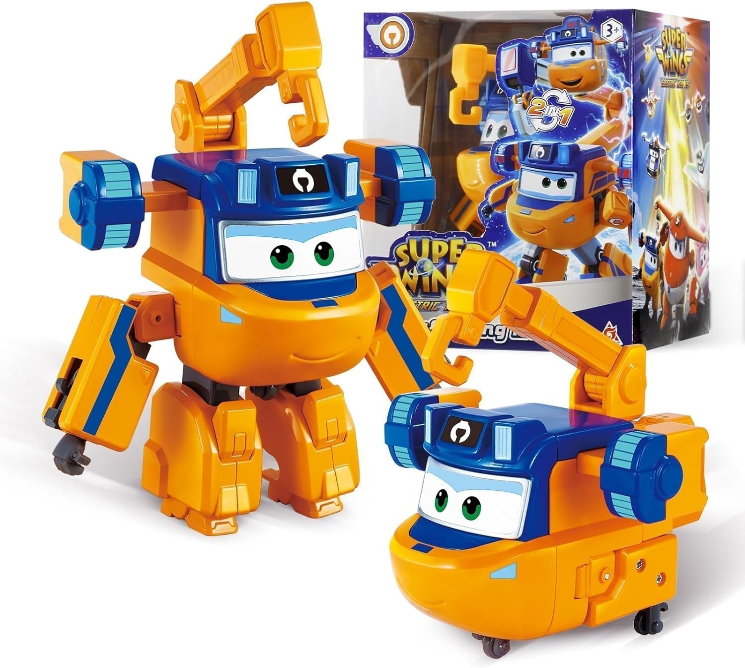 Super Wings Transformationsflugzeug Supercharged Traver, ca. 12,7 cm große Kinderspielfigur Spielzeugflugzeug und Roboterfigur für Jungen und Mädchen ab 3 Jahren Silberne Actionfiguren Naty Shop Marty