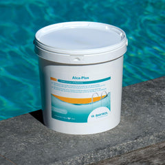 BAYROL e-Alca-Plus – Granulat zur Korrektur instabiler pH-Werte aufgrund niedriger Alkalität – Eimer inklusive Messbecher und Plastikbeutel mit Sicherheitsverschluss – 5 kg