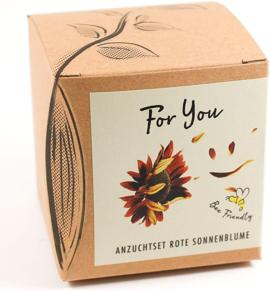 Geschenkset für den Pflanzenanbau – Sunflower Sunset, einschließlich Töpfen, Substrat und Anbauanleitung