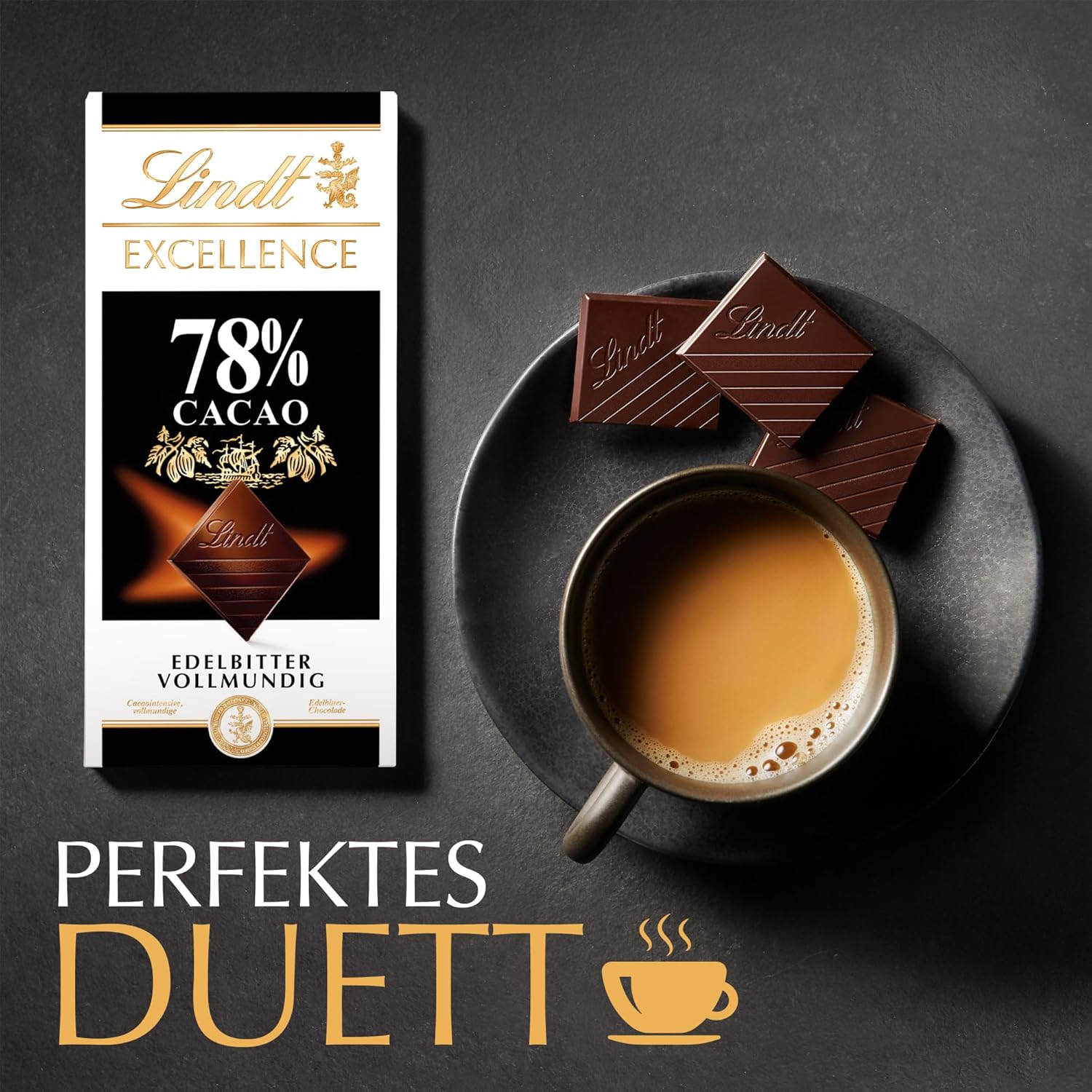 Lindt Excellence 78 Prozent Kakaoriegel – veganer Riegel mit Kakaointensität und Persistenz, 100 g, ideales Geschenk