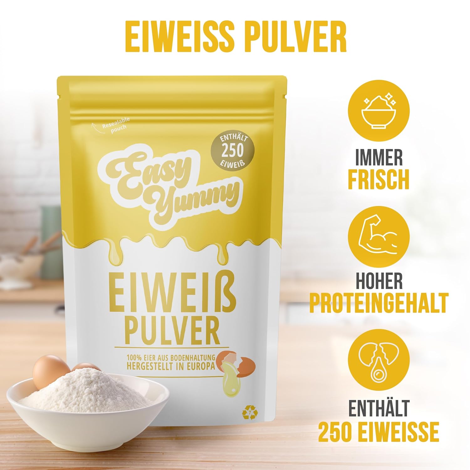 Einfach leckeres 100 % Eiweißpulver zum Kochen und Backen