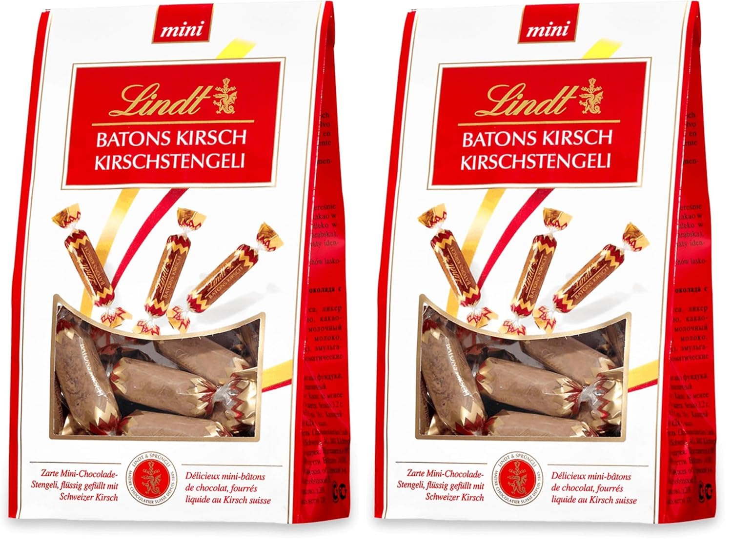 Lindt Cherry Mini Stick – Schokoladensticks mit Schweizer Kirschlikör, köstliches Geschenk mit Alkohol