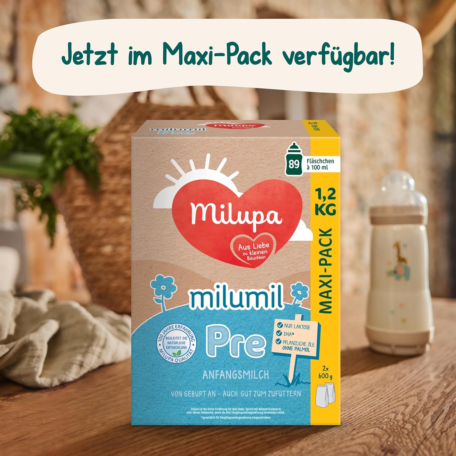 Milupa Milumil Pre, Milchpulver für Babys – Mit wichtigen Nährstoffen und ohne Palmöl – 800 g Naty Shop