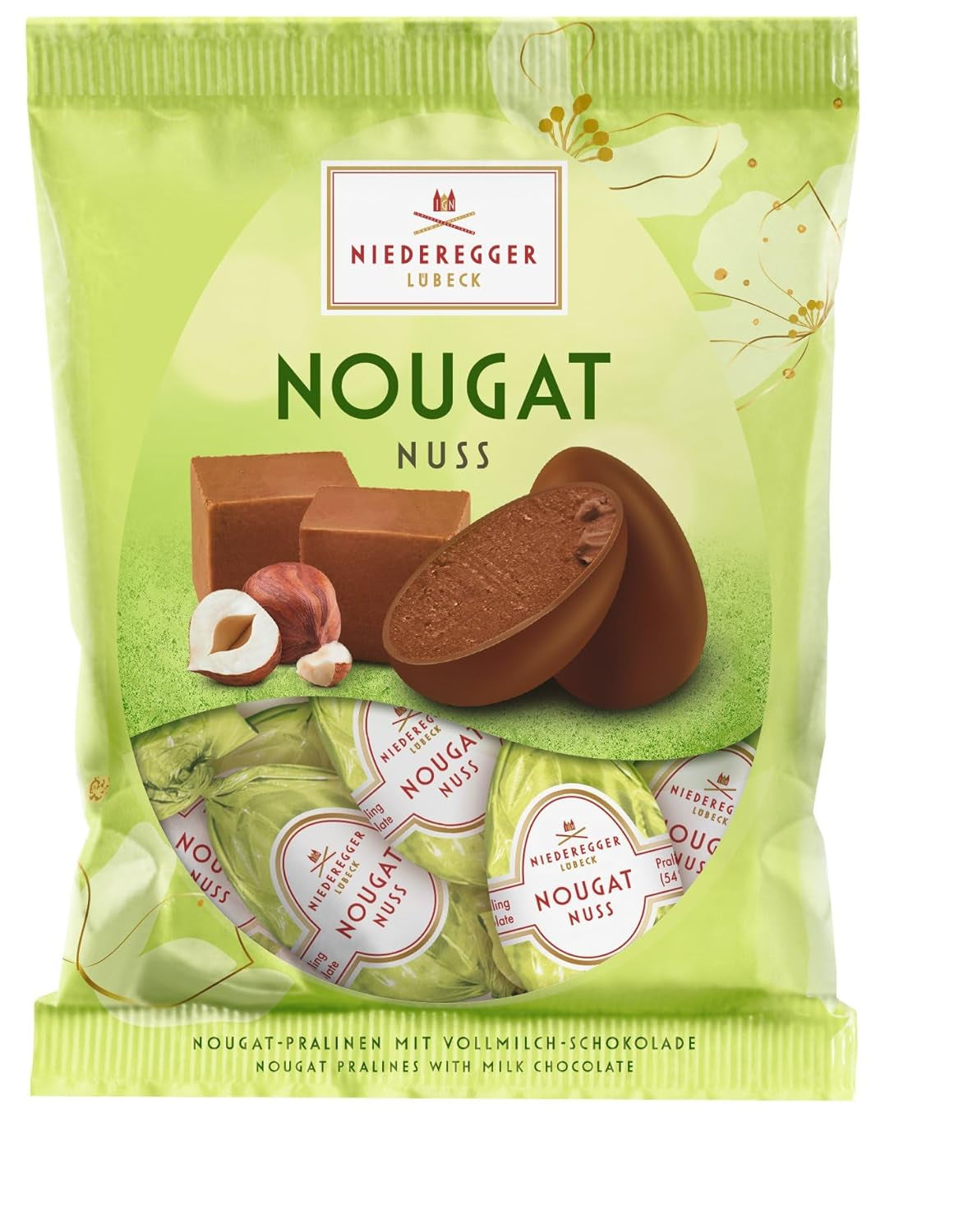 Niederegger | Nougat-Eier | 1 x 87g | Haselnusseier und Nougat umhüllt von Milchschokolade | Ostergeschenk | Ostereier