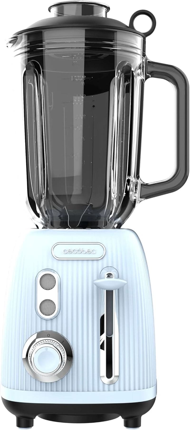Cecotec Standmixer Retro Power Black Titanium Retroblue, 1200 W Maximale Leistung, 1,5 L Glasbehälter, einstellbare Geschwindigkeit, 4 Klingen mit schwarzem Titanbeschichtung, 100 % Kupfermotor. Küche Naty Shop