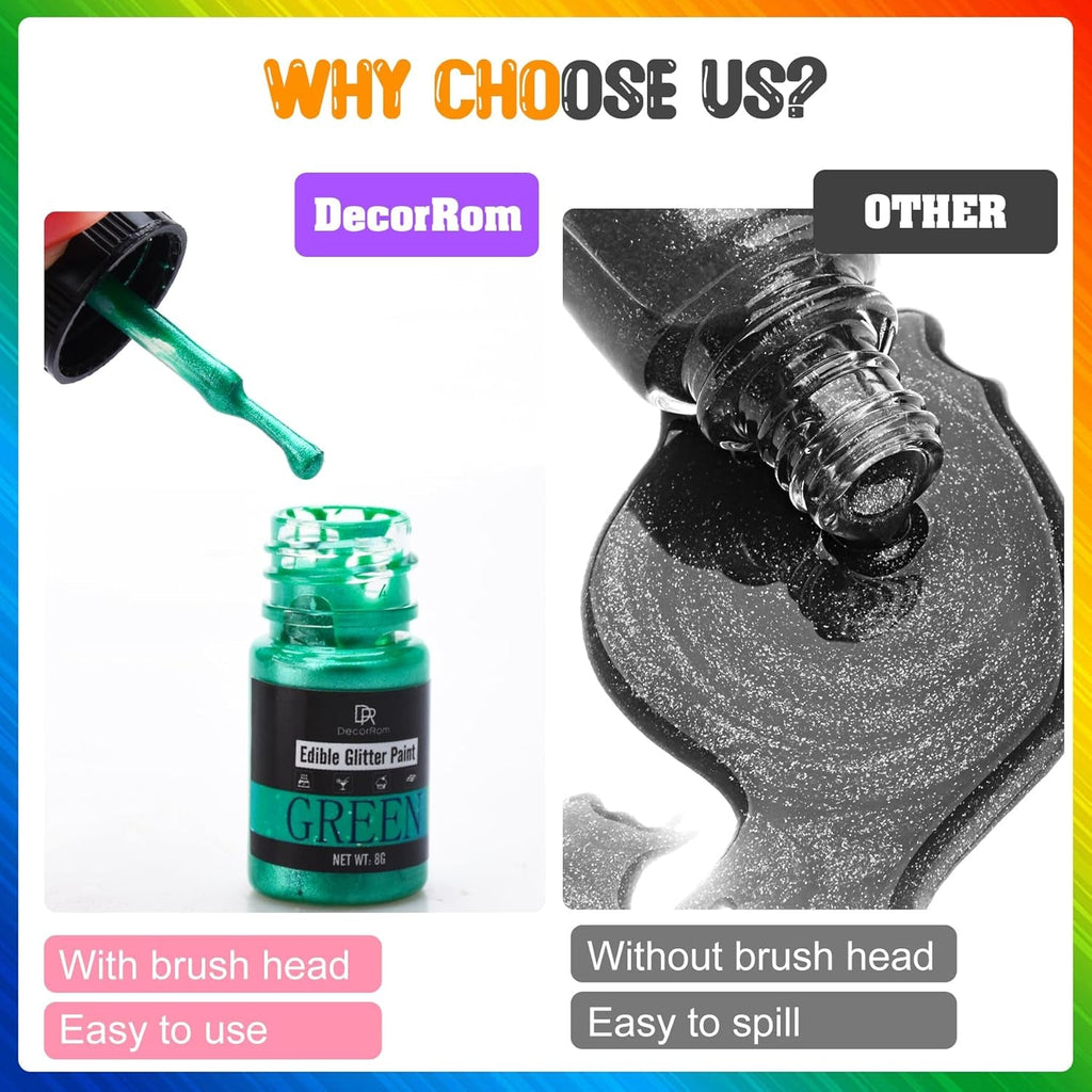 Sclipici comestibil lichid - sclipici alimentar curcubeu 7 culori pentru decorarea torturilor, băuturi, copt, brioșe - pudră sclipici alimentar comestibil lichid pentru cocktailuri, fondant, prăjituri