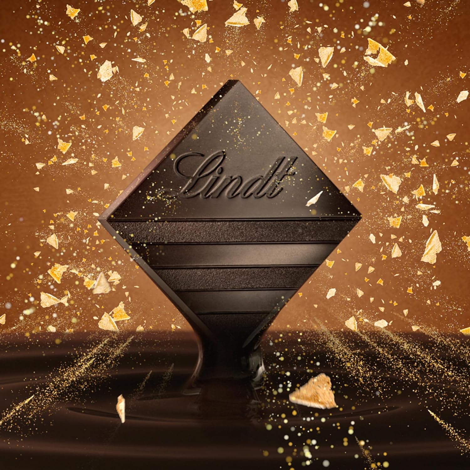 Lindt EXCELLENCE Teigstücke mit Pailletten und Karamell – Feine dunkle Schokolade mit intensivem Kakaogeschmack