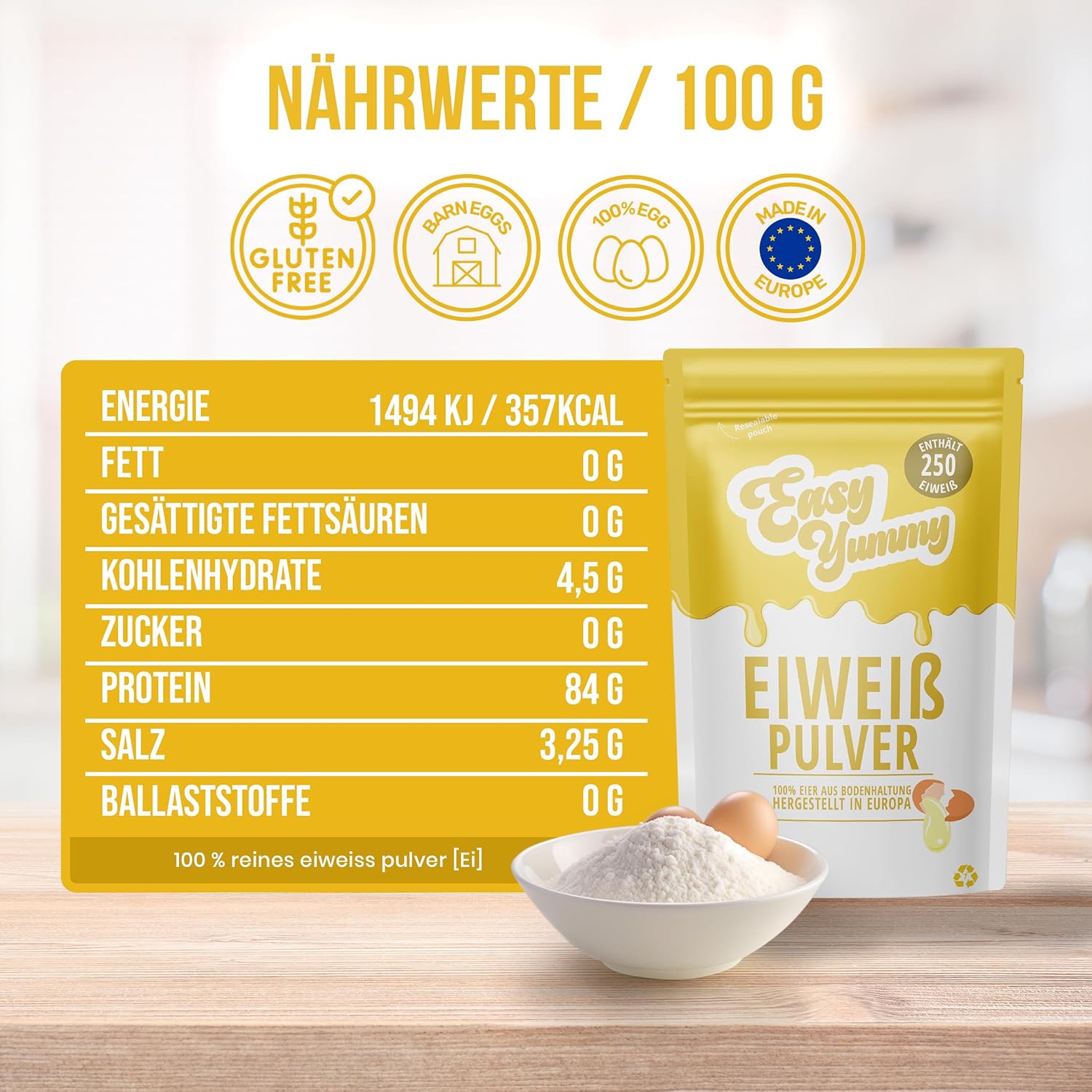 Einfach leckeres 100 % Eiweißpulver zum Kochen und Backen