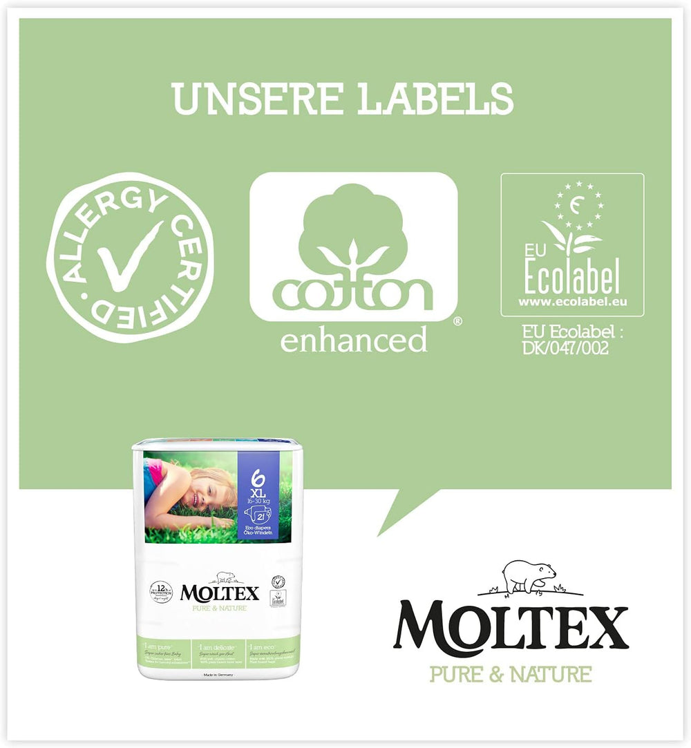 Pure & Nature Bio-Windeln, Größe 6 XL (17–28 kg), Monatsbox mit 84 Bio-Windeln