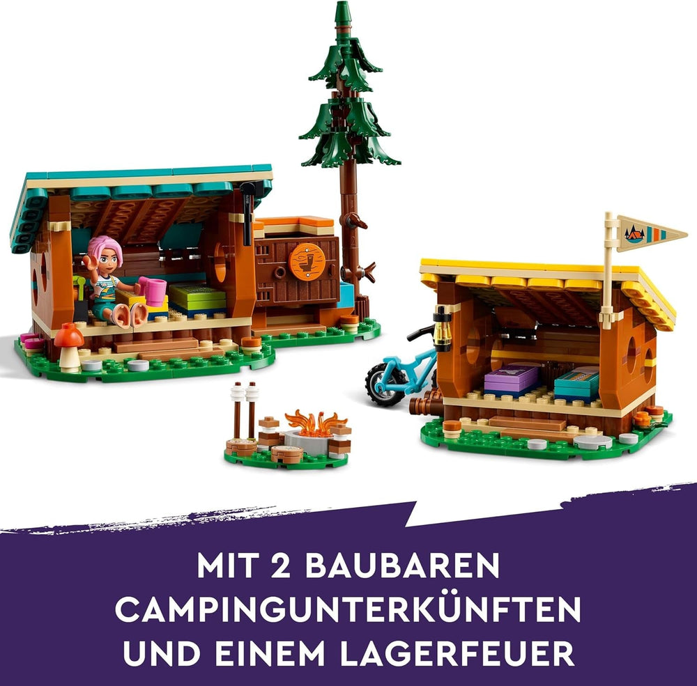 LEGO Friends Gemütliche Hütten im Abenteuercamp, Outdoor-Rollenspielset, Kinderspielzeug für Mädchen und Jungen ab 7 Jahren mit 3 Figuren und Fuchs, Campingspielzeug 42624 Bausets Besuchen Sie den LEGO-Store