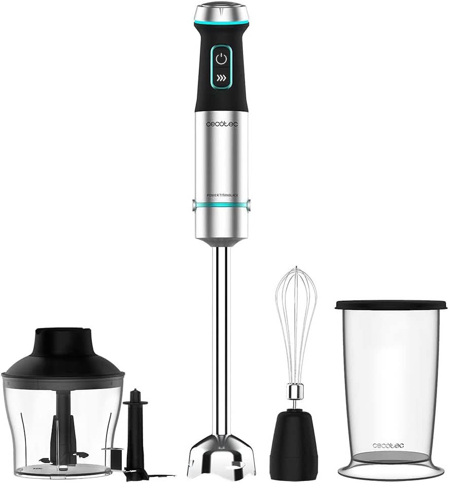 Cecotec Stabmixer Power Titanblack 1500 XL Perfectcream&Crush. 1500 W, Crossblades Technologie Mit 4-Klinge-Blättern Mit Schwarzer Titan-Beschichtung, Extralangem Fuß, Spritzschutz-Klingeneinsatz Mama si Copilul Naty Shop 1200 W 4 Zubehörteile
