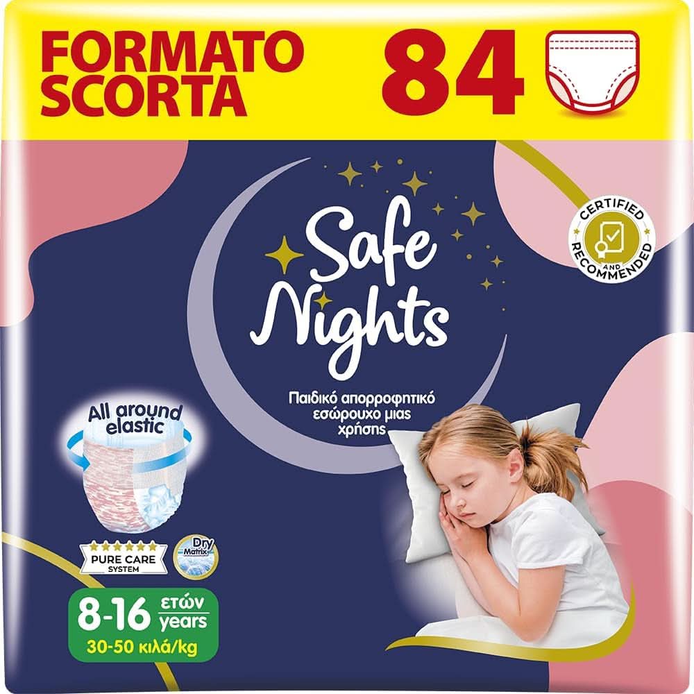 Safe Nights Boy, Windeln für die Nacht, verschiedene Größen Mutter und Kind Naty Shop Mädchen Größe L (84 Stück)