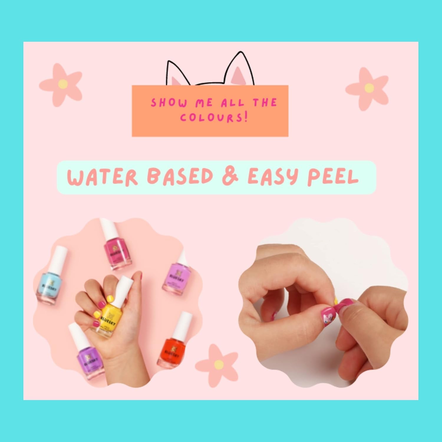 Bluesky Kids Nagellack – Türkis Splash, Türkisgrün. Leicht abziehbarer, ungiftiger, wasserbasierter, nicht gleitender Nagellack für Kinder, 5 ml