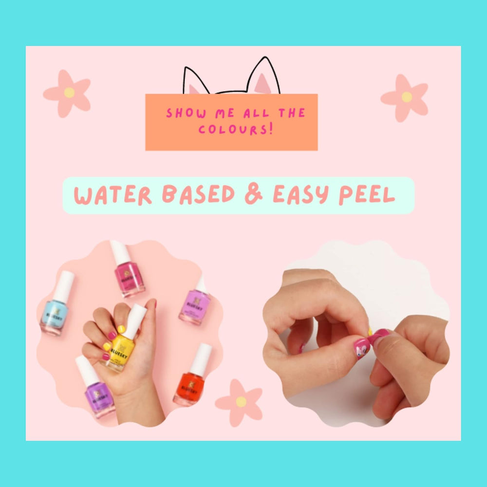 Bluesky Kids Nagellack – All Glitter, Pink. Leicht abziehbarer, ungiftiger, wasserbasierter, nicht gleitender Nagellack für Kinder, 5 ml