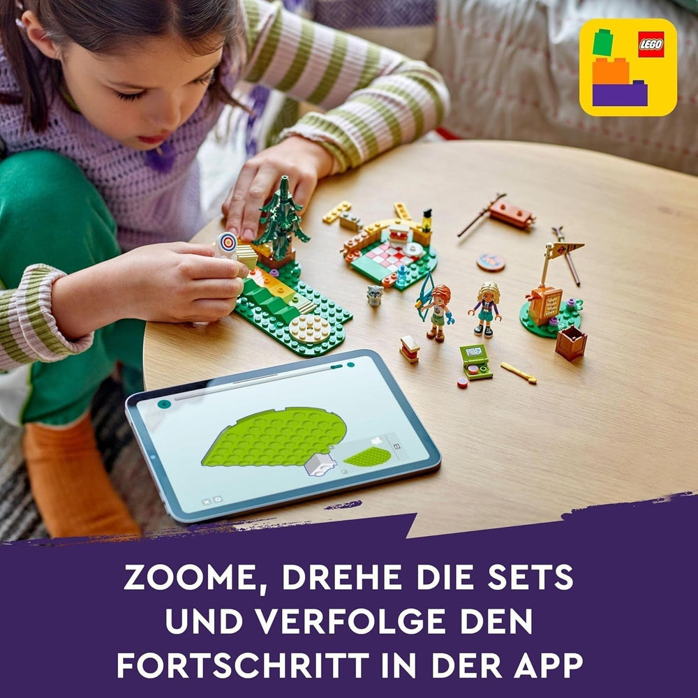 LEGO Friends Bogenschießen im Abenteuercamp Kinderbauspielzeug mit Pfeil und Bogen, 2 Figuren und einem Waschbecken, für Mädchen und Jungen ab 6 Jahren 42622 Bausets Besuchen Sie den LEGO-Store
