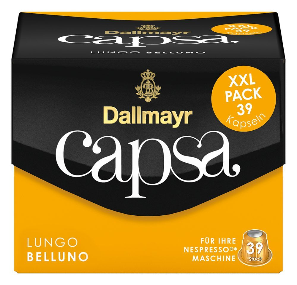 Capsa Lungo Belluno XXL, 39 Nespresso kompatible Kapseln, 1er Pack (1 x 218 g) & Capsa prodomo, 56g