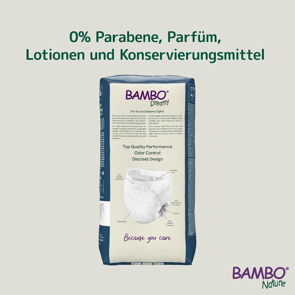 Bambo Dreamy Nighttime Pull-Up-Windeln, groß (35–50 kg/77–110 lbs), 10er-Pack | Pull-Up-Windeln für Kinder | Besonders saugfähige Bettnässen-Nachtwäsche