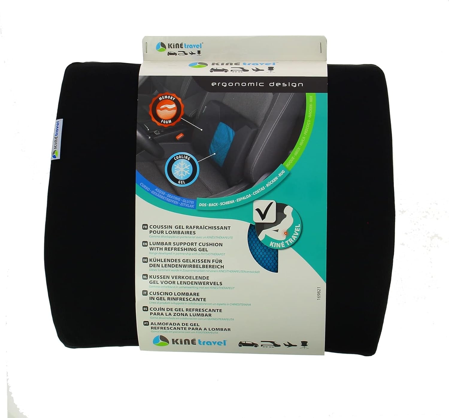 Kine Travel 169821 Pernă lombară, Gel, Auto, Birou, Ergonomic, Aprobat de fizioterapeuți Perne lombare Naty Shop