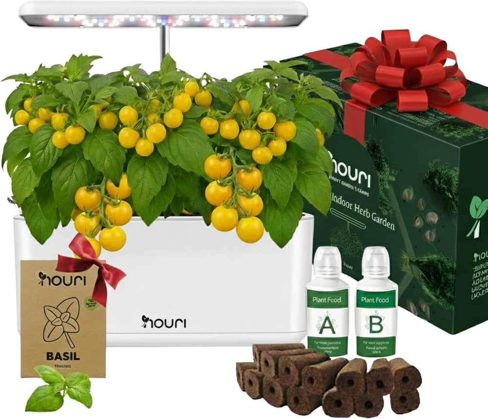 Neue 7 Bridge + Heirloom Basilikum | Smart Garden für Hobbyköche | Hydroponisches Anbausystem | LED-Wachstumslichter | Kräutergarten-Set für den Innenbereich für Pflanzenliebhaber und Gärtner, Weiß