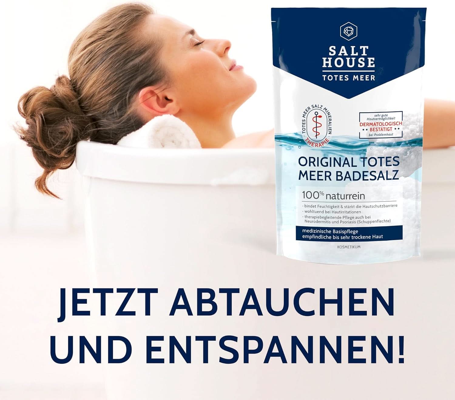 Salthouse Original Dead Sea Bath Salts, saruri de baie, calmant pentru iritațiile pielii, pentru pielea sensibilă și uscată, 100% natural, 500 grame Duș și baie Naty Shop