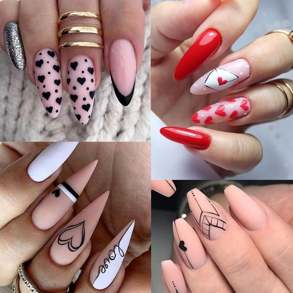 8 Blatt Nagelsticker Valentinstag Nagelaufkleber Selbstklebend Liebhaber Des Schwarzen Herzens Nail Art Sticker Dekoration Nageldesign Zubehör