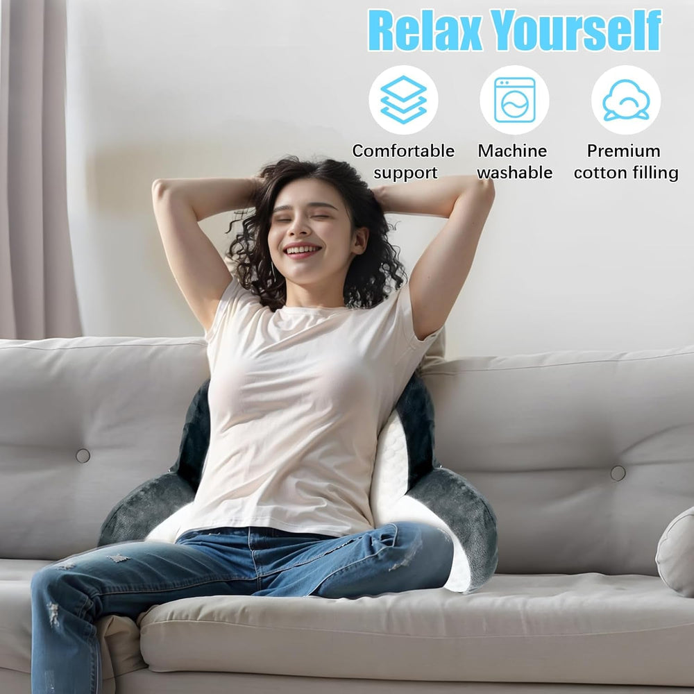 Pernă de citit pentru pat și canapea, pernă de spate pentru adulți de 70x50cm, pernă de citit confortabilă cu suport pentru gât și cotiere detașabile, pernă de scaun pentru citit, vizionat la televizor, relaxare