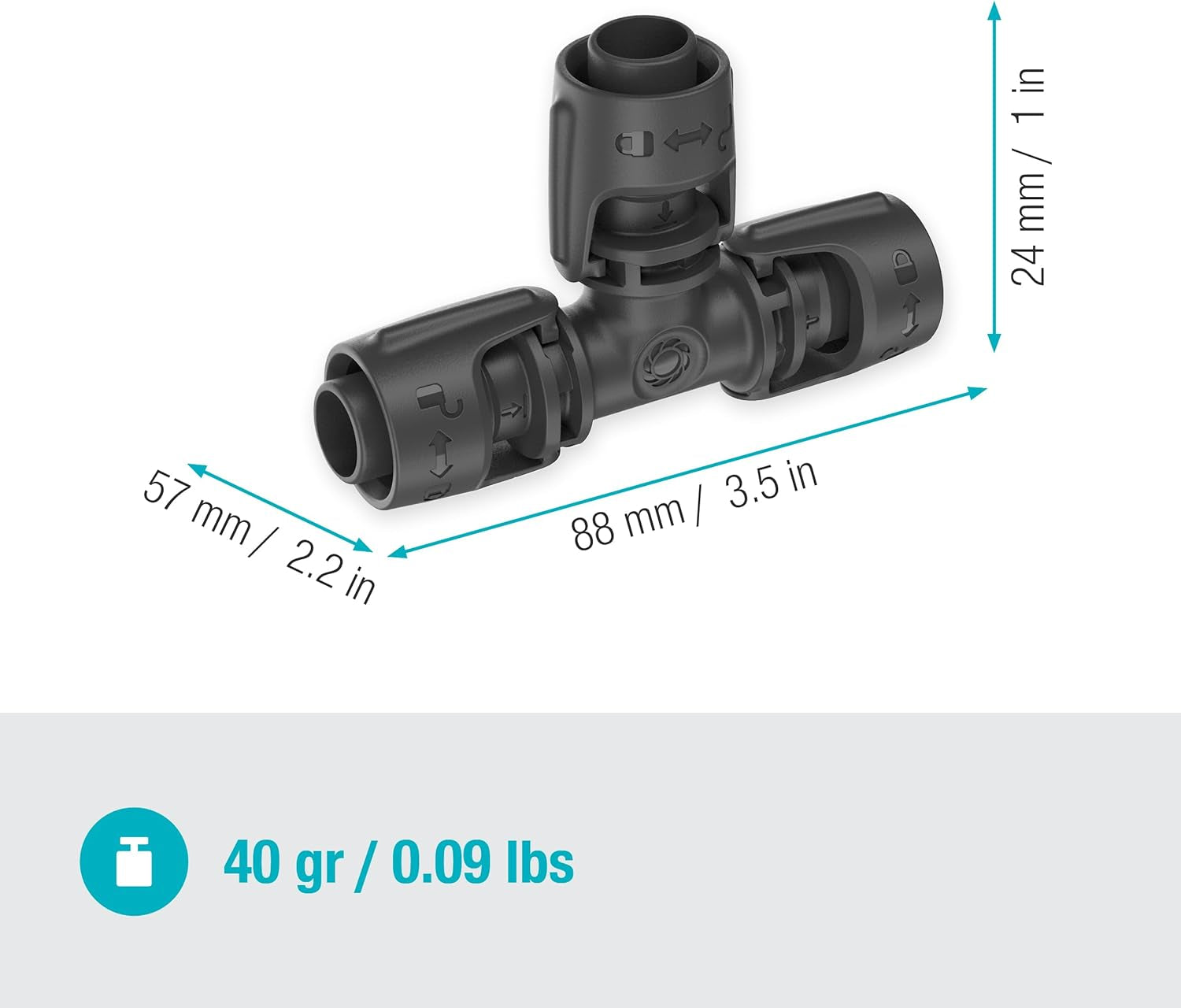 Piesă în T pentru sistem de irigare Gardena Micro-Drip 13 mm (1/2 inch): Conector pentru țevi de alimentare de 13 mm, ramificație în formă de T, irigare automată, reutilizabilă (13201-20)