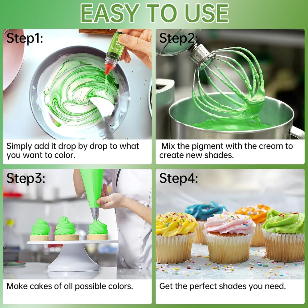 Colorant alimentar liposolubil, 10 culori colorant alimentar pe bază de ulei pentru decorarea tortului de ciocolată, set de coloranți alimentari foarte concentrați pentru fondant, cupcake, copt, colorant alimentar - 6 ml fiecare